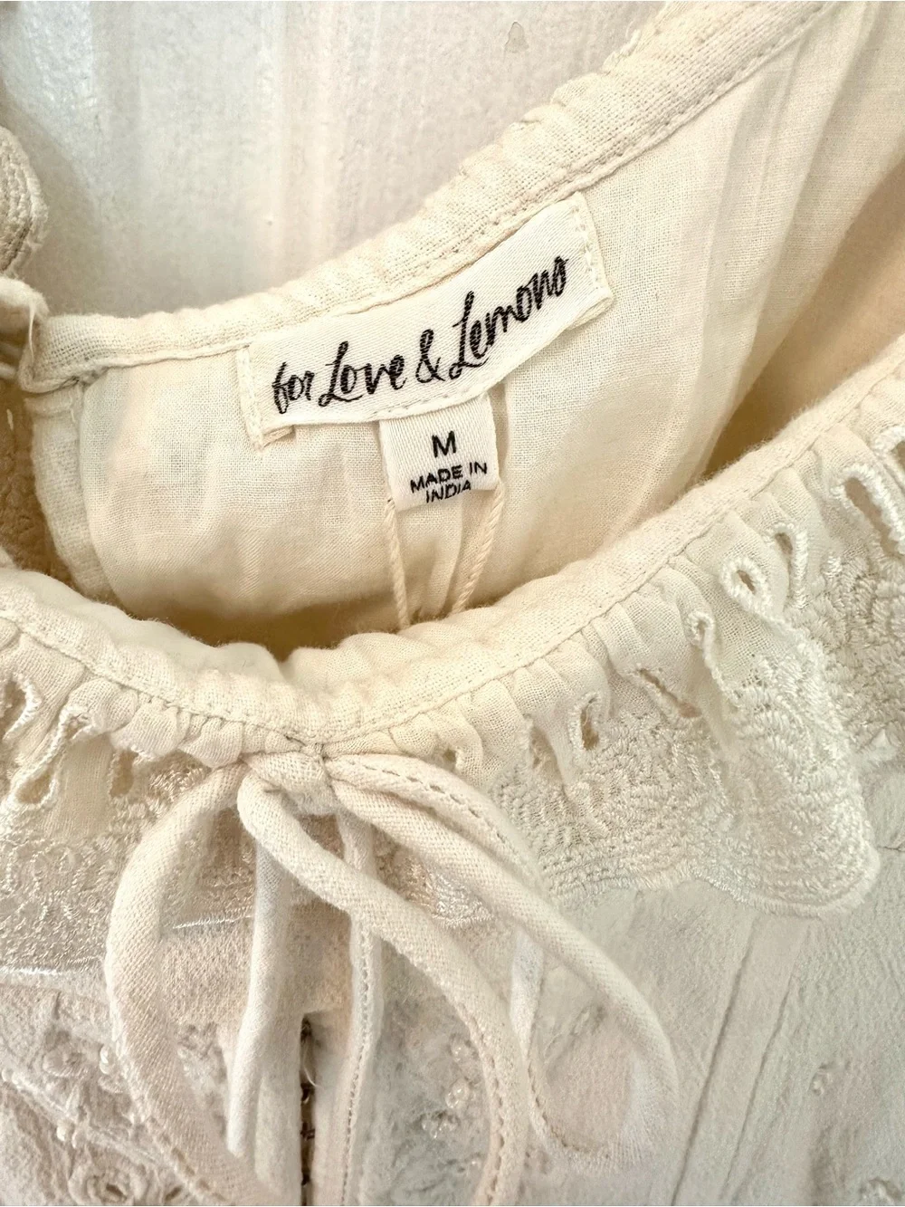 For love and lemons Cream Peasant Midi Dress with Ruffle Neckline - Picture 5 of 8